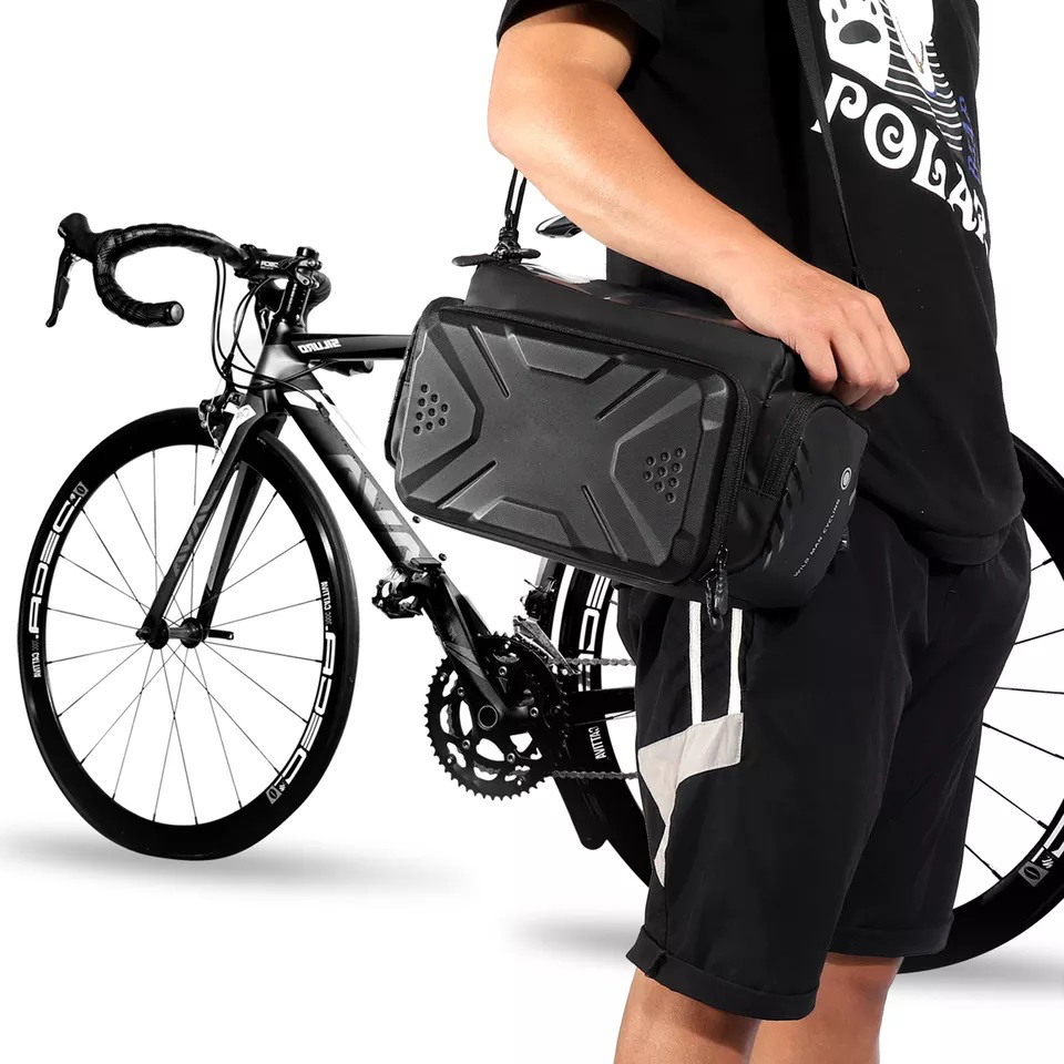 Bolsa delantera de barra transversal de bicicleta de montaña impermeable profesional multifuncional